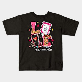 LOVE Restorative Aide Life Leopard Funny Valentine_s Day Kids T-Shirt